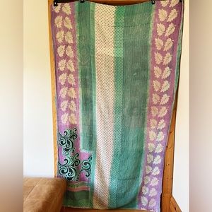 Vintage kantha quilt twin size cotton blanket